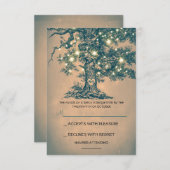 Twinkle Lights Tree Rustic Wedding RSVP Karte (Vorne/Hinten)