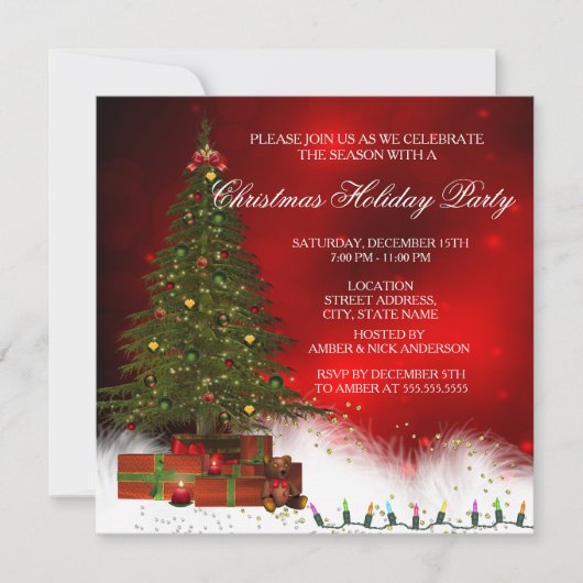 Twinkle Lights Tree Weihnachtsfeier Einladung (Vorderseite)