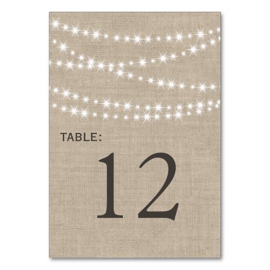 Twinkle Lights Typografie-Tischnummer Tischnummer (Rückseite)
