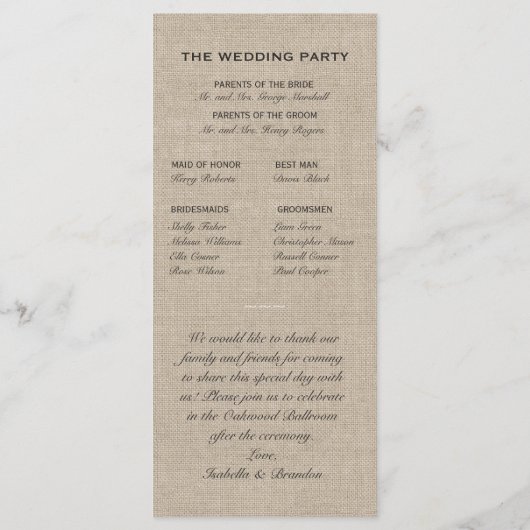 Twinkle Lights Typografy Wedding Program Programm (Rückseite)