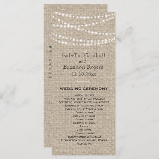 Twinkle Lights Typografy Wedding Program Programm (Vorne/Hinten)