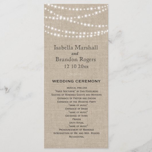 Twinkle Lights Typografy Wedding Program Programm (Vorderseite)