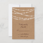Twinkle Lights UAWG on Burlap RSVP Karte (Rückseite)