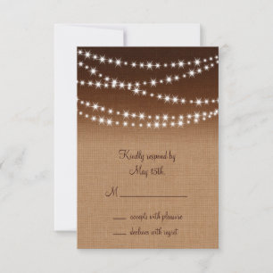 Twinkle Lights UAWG on Shaded Burlap RSVP Karte