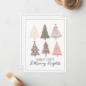 Twinkle Lights und frohe Nächte Weihnachtsbaum Mitteilungskarte (Vorderseite/Rückseite Beispiel)