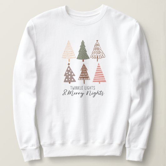 Twinkle Lights und frohe Nächte Weihnachtsbaum Sweatshirt (Design vorne)