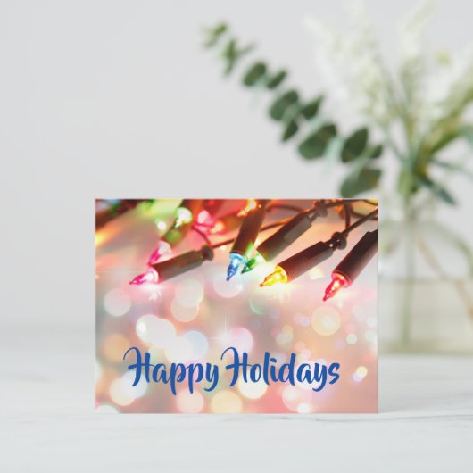 Twinkle Lights Weihnachtsbokeh Feiertagspostkarte (Stehend Vorderseite)