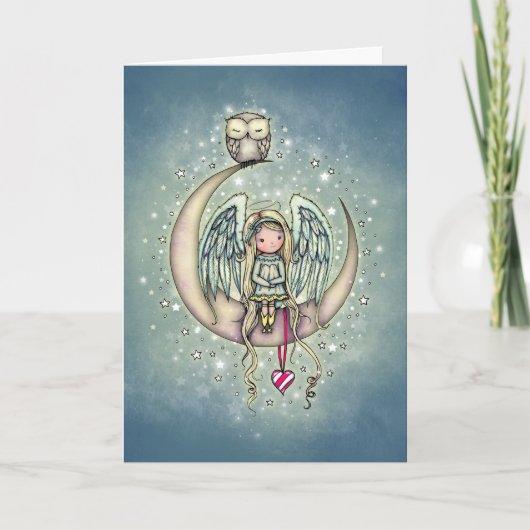 Twinkle Little Angel and Owl Holiday Card Karte (Vorderseite)