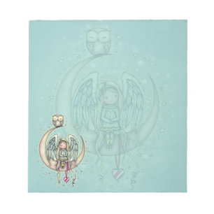 Twinkle Little Angel und Eule Illustrierte Kunst Notizblock