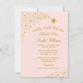 Twinkle Little Shooting Star Pink Gold Baby Dusche Einladung (Vorderseite)