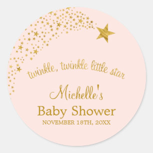 Twinkle Little Shooting Star Pink Gold Baby Dusche Runder Aufkleber