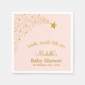 Twinkle Little Shooting Star Pink Gold Baby Dusche Serviette (Vorderseite)