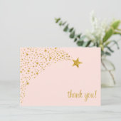 Twinkle Little Shooting Star Pink Gold Vielen Dank Dankeskarte (Stehend Vorderseite)