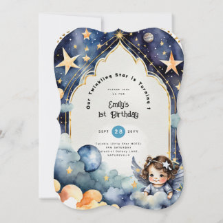 Twinkle Little Star 1. Geburtstag, BABY SHOWER Gir Einladung