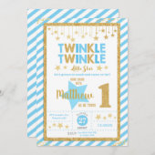 Twinkle Little Star 1. Geburtstag Einladung Junge (Vorne/Hinten)