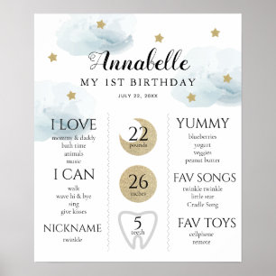 Twinkle Little Star 1st Birthday Poster