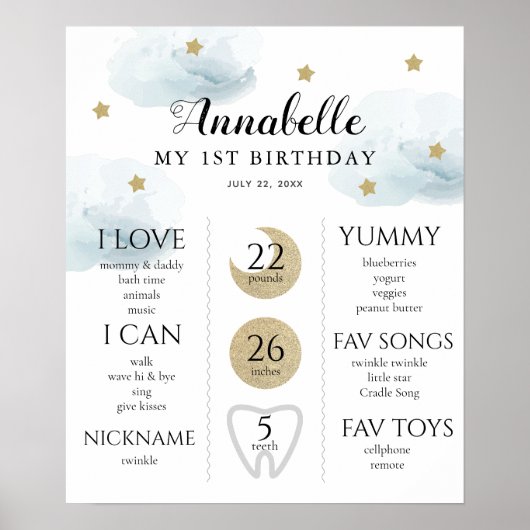 Twinkle Little Star 1st Birthday Poster (Vorne)