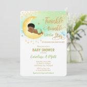 Twinkle Little Star African Baby Shower Neutral Einladung (Stehend Vorderseite)