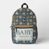 Twinkle Little Star Animal Muster Boy Baby Name Bedruckter Rucksack (Vorderseite)