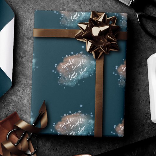 Twinkle Little Star | Aquamarin Grün und Taupe Bro Geschenkpapier