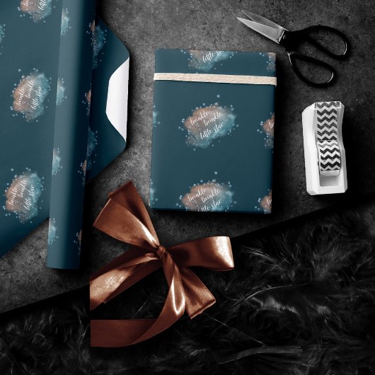 Twinkle Little Star | Aquamarin Grün und Taupe Bro Geschenkpapier
