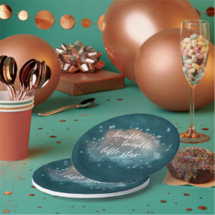Twinkle Little Star   Aquamarin Grün und Taupe Bro Pappteller