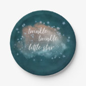 Twinkle Little Star | Aquamarin Grün und Taupe Bro Pappteller (Vorderseite)