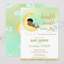 Twinkle Little Star Baby Dusche Afroamerikaner Einladung