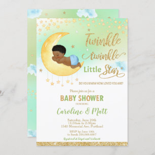 Twinkle Little Star Baby Dusche Afroamerikaner Einladung