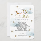 Twinkle Little Star Baby Dusche Blue Vielen Dank Einladung (Vorderseite)