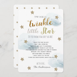 Twinkle Little Star Baby Dusche Blue Vielen Dank Einladung