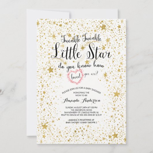 Twinkle Little Star Baby Dusche Einladung (Vorderseite)