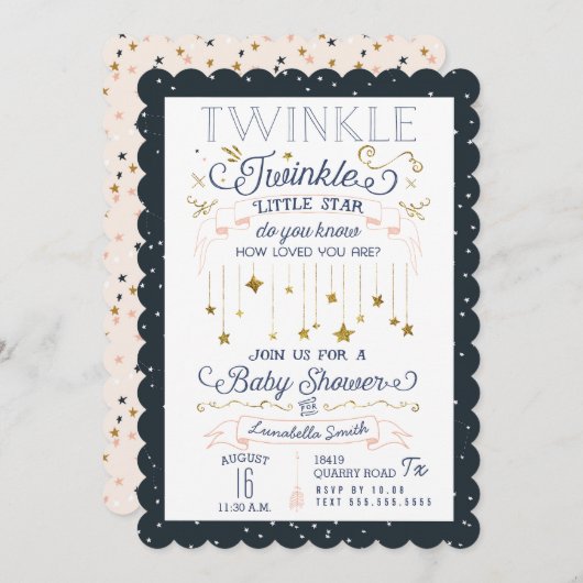 Twinkle Little Star Baby Dusche Einladungen (Vorne/Hinten)