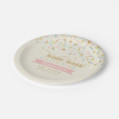 Twinkle Little Star Baby Dusche Gold Aqua Pink Pappteller (Schrägansicht)