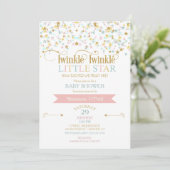 Twinkle Little Star Baby Dusche irgendeine Farbe Einladung (Stehend Vorderseite)