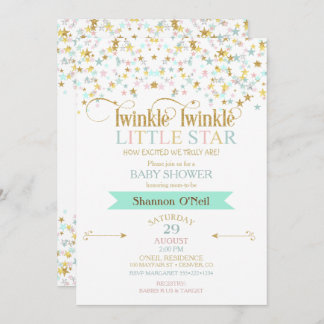 Twinkle Little Star Baby Dusche irgendeine Farbe Einladung