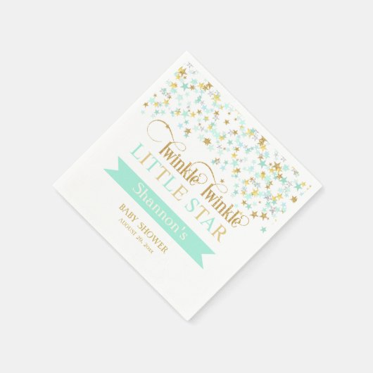 Twinkle Little Star Baby Dusche Minze Green Gold Serviette (Ecke)