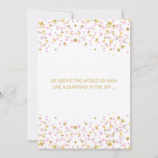 Twinkle Little Star Baby Dusche Pink Gold Einladung (Rückseite)