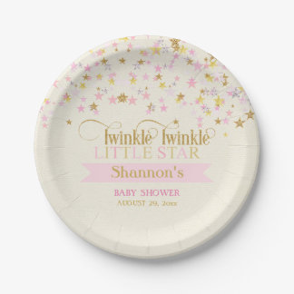 Twinkle Little Star Baby Dusche Pink Gold Pappteller