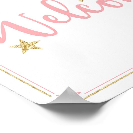 Twinkle Little Star Baby Dusche Willkommen Pink Go Poster (Ecke)