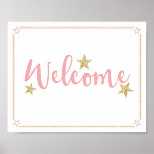 Twinkle Little Star Baby Dusche Willkommen Pink Go Poster