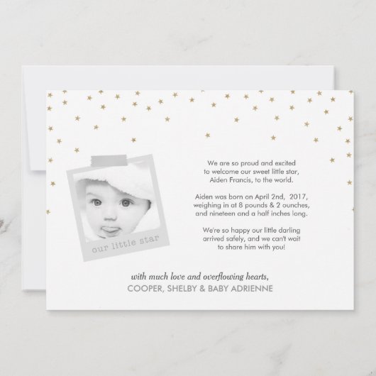 Twinkle Little Star Baby Foto Geburtserklärung Ankündigung (Rückseite)
