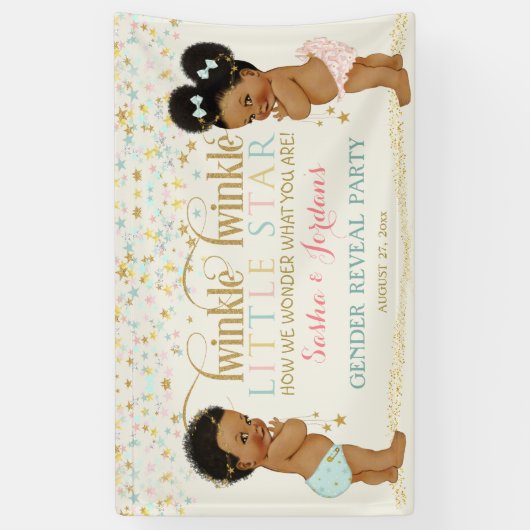 Twinkle Little Star Baby Gender Reveal Ethnic Banner (Vertikal)