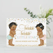 Twinkle Little Star Baby Gender Reveal Ethnic Einladung (Stehend Vorderseite)
