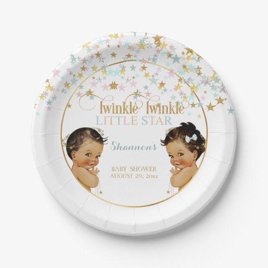 Twinkle Little Star Baby Gender Reveal Ethnic Pappteller (Vorderseite)
