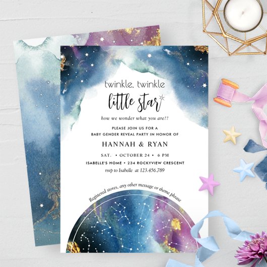 Twinkle, Little Star Baby Gender Reveal Party Einladung