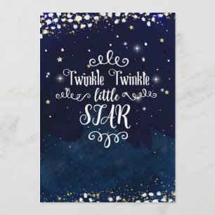 Twinkle Little Star Baby Shower Blau Gold Sternenk Einladung