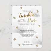 Twinkle Little Star Baby Shower Grau Vielen Dank Einladung (Vorne/Hinten)