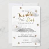 Twinkle Little Star Baby Shower Grau Vielen Dank Einladung (Vorderseite)