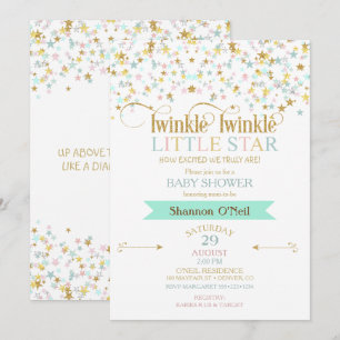 Twinkle Little Star Baby Shower in jeder Farbe Einladung